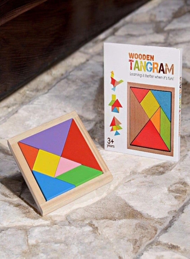 SARASI Wooden Tangram Puzzle Game for Kids | Colorful Shape Sorting Brain Toy (1 Pieces) - Image 1
